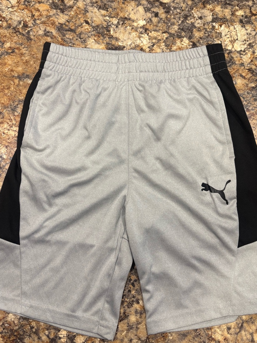 Puma Gray Athletic Shorts with Black Side Panels